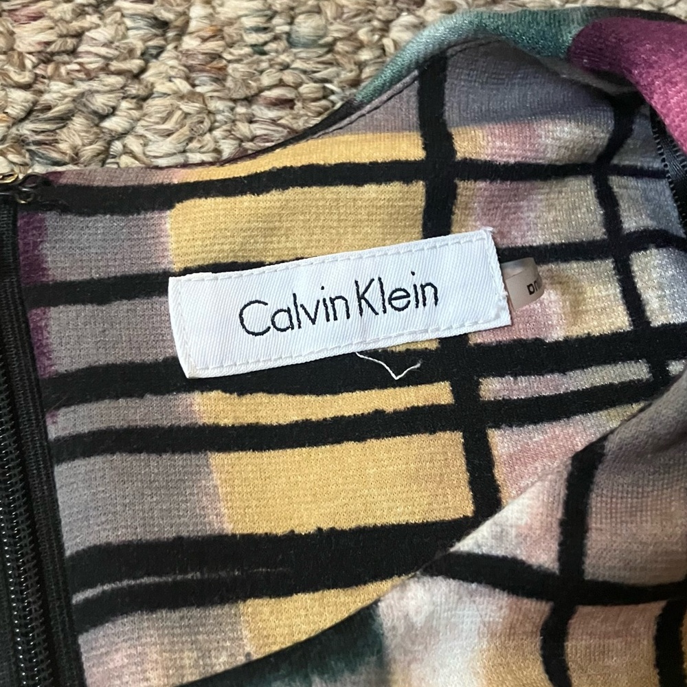 Calvin Klein Sheath Dress Womens Watercolor Geometric Career Professional Office - Picture 4 of 15